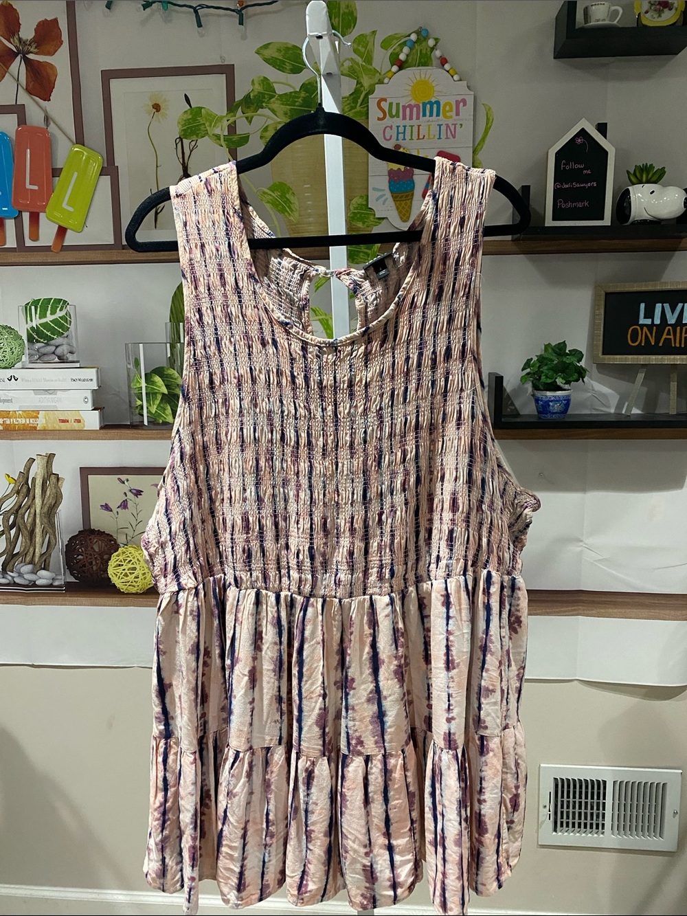 torrid Pink and Navy Tie-Dye Peplum Top size 4. 26 Ptp.